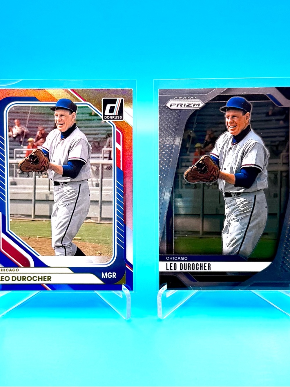 🔥 Leo Durocher Lot! 🔥Red & Blue Foil Refractor + Panini Prizm Insert! 🤯